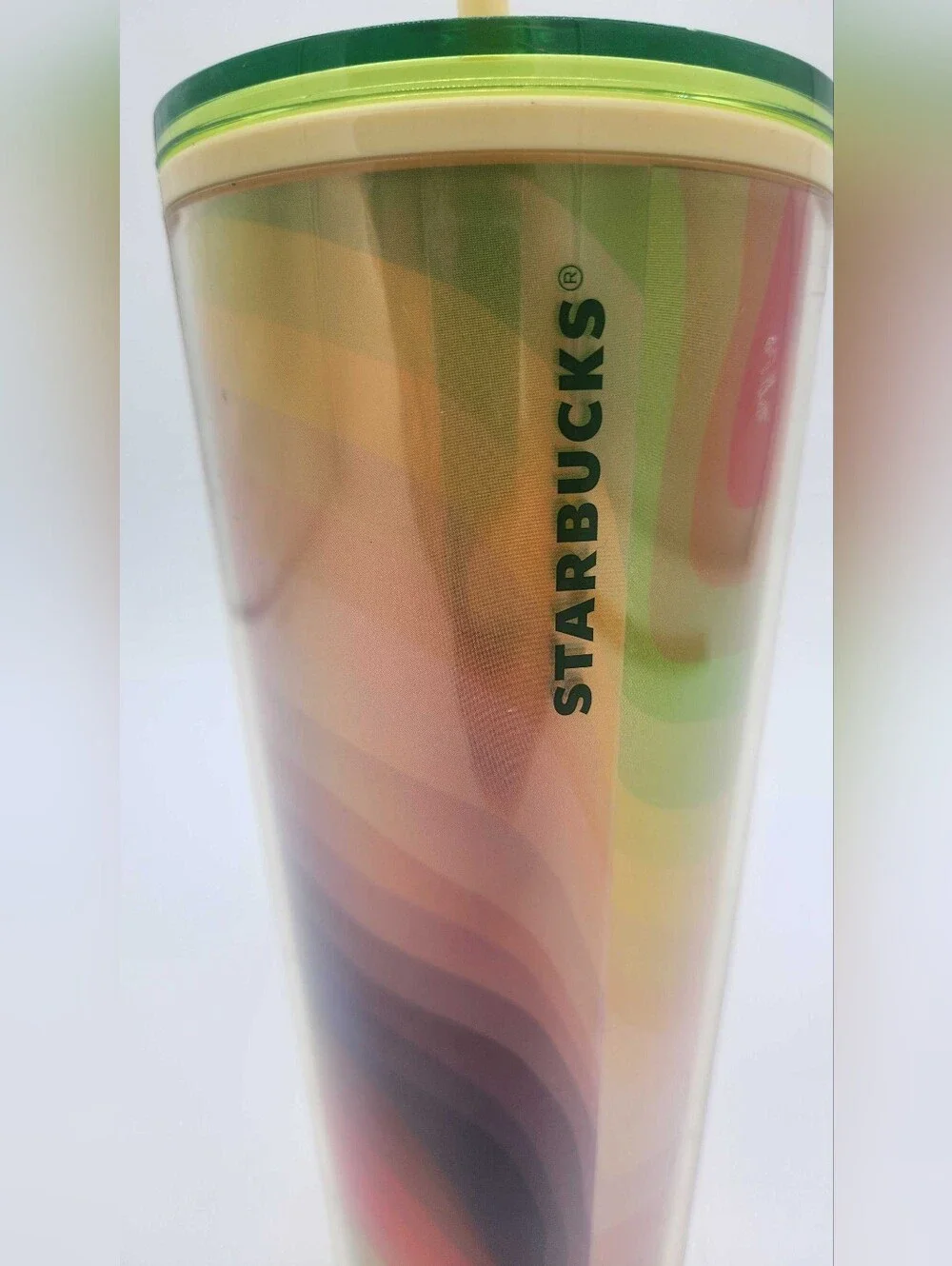 Starbucks 2024 Retro Rainbow Wave Cold Cup 24oz Tumbler Lid Straw Venti